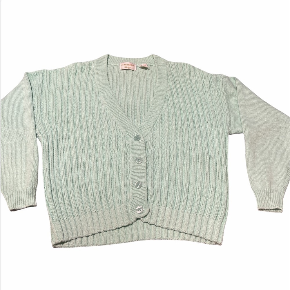 Huntington Ridge Vintage Button Up Sweater Color Pastel Green Size L